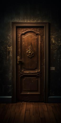 Confinement, closed door, room escape game, secret door, keyhole --aspect 1:2