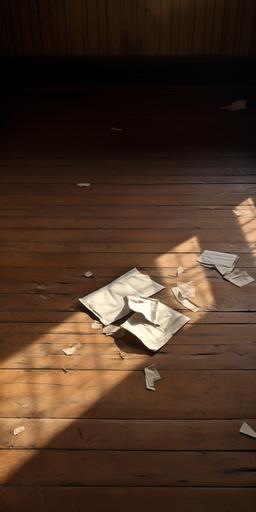 an open old letter-paper, a wooden floor --aspect 1:2