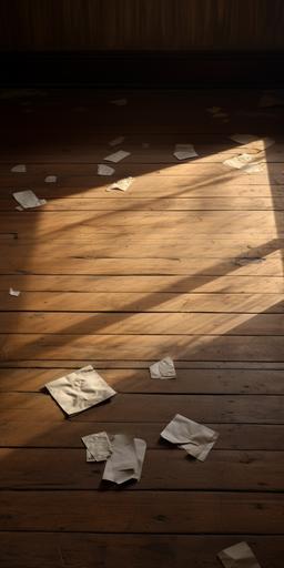 an open old letter-paper, a wooden floor --aspect 1:2