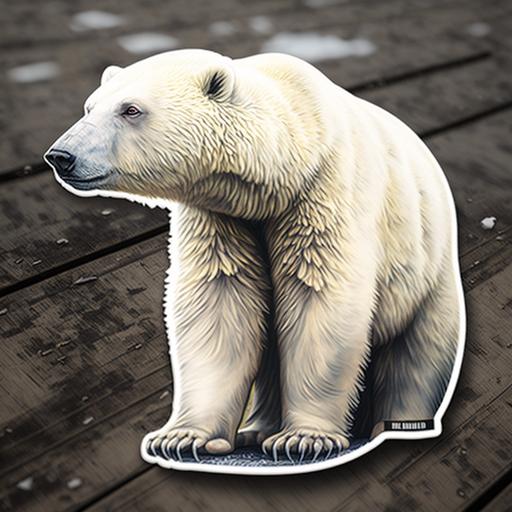 polar bear sticker, ful body