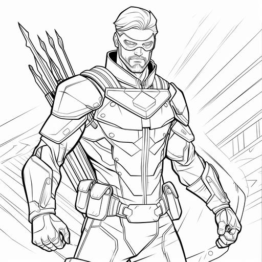 coloring page for kids, green arrow, cartoon style, low details, thick lines, no shading, ar 9:11