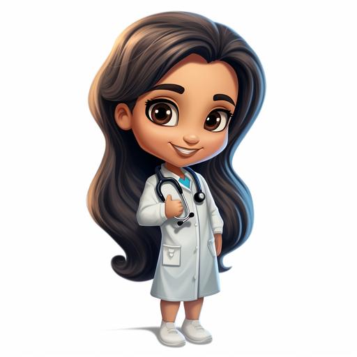 Turkish nurse,long black hair, long lashes, tanned,brown eyes, png, Clipart, Chibi style,Pixar style