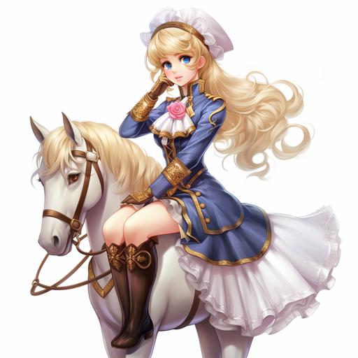 sailor moon, sitting on a horse, cute, Girly Clipart, digital painting , white background