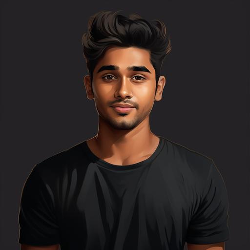 indian young man with formal t-shirt , motivational talker , humble face , realistic ,avatar