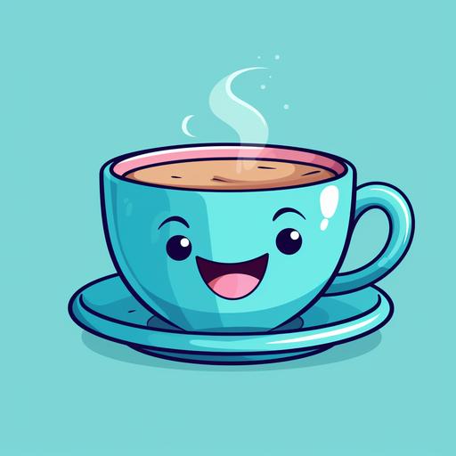 a happy cartoon tea cup logo drawing