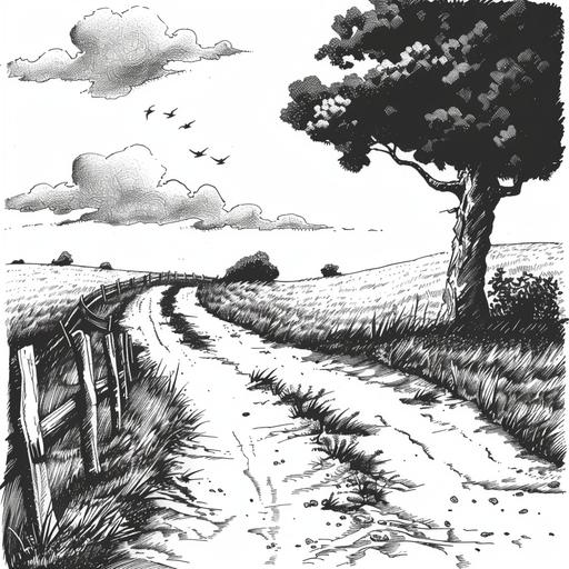 cartoon pen mark old dirt road