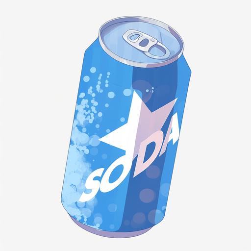 blue soda can, cartoon style, --niji 5
