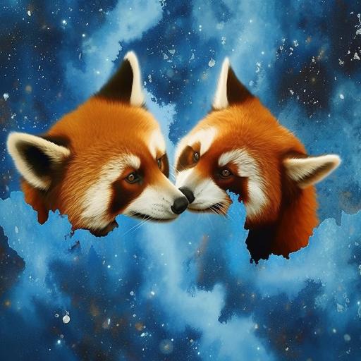 7000000 red pandas exploding in a nebula which is also the face of Sappho, painted by Dali after Breughels --weird 3000