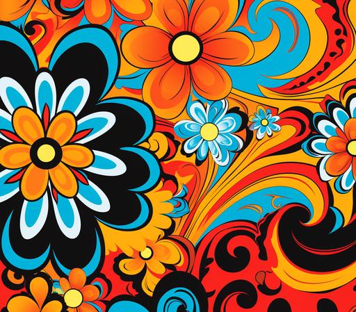 70's style hippy art pattern --ar 2000:1763