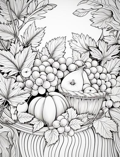 coloring book pages, A banner that says “Give Thanks” with leaves and berries, cartoon styles, thick lines, low detail, no shading with black and white, --ar 85:110