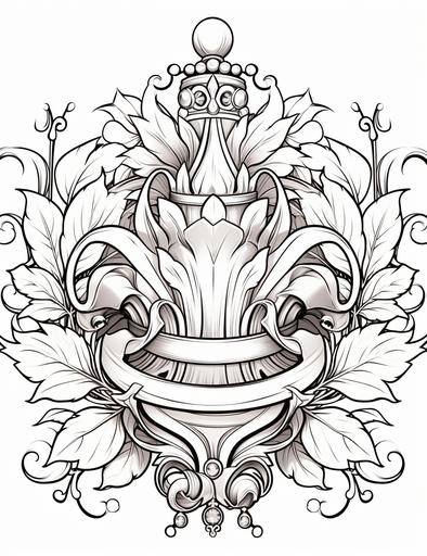 coloring book pages, a dahlia with a crown on it, cartoon styles, thick lines, low detail, no shading with black and white, --ar 85:110
