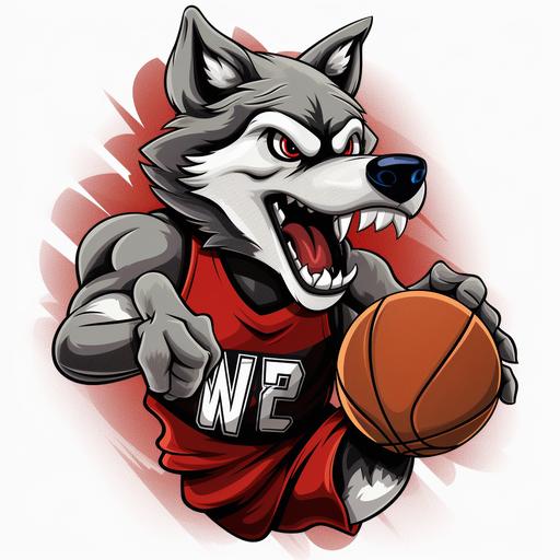 university of west georgia wolfie mascot playing basketball as a cartoon