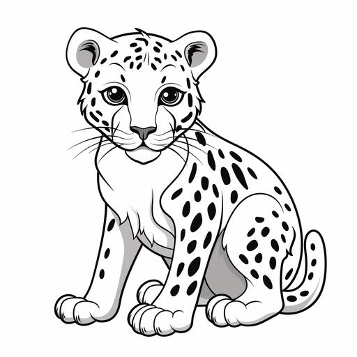 coloring page for kids, jaguar, cartoon style, thick line, low detailm no shading, white background, easy picture