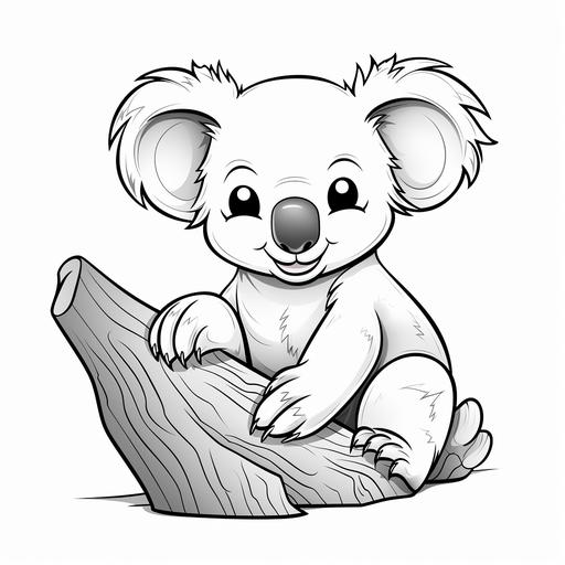 coloring page for kids,Koala, cartoon style, thick line, low detailm no shading, white background, easy picture