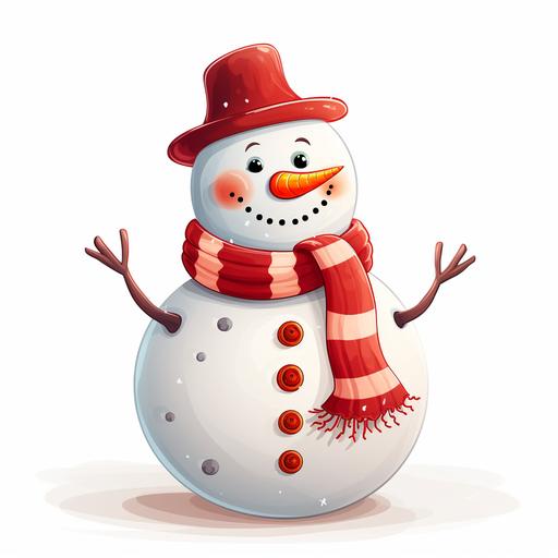 vibrant and happy snowman, christmas, cartoon, white background --v 5.2