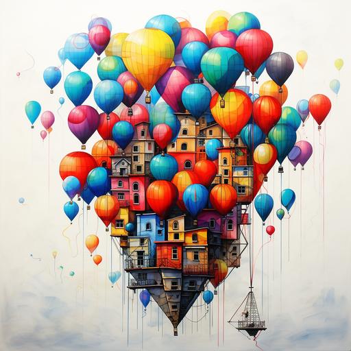 balons drawing colorful vertical, many o f them ,