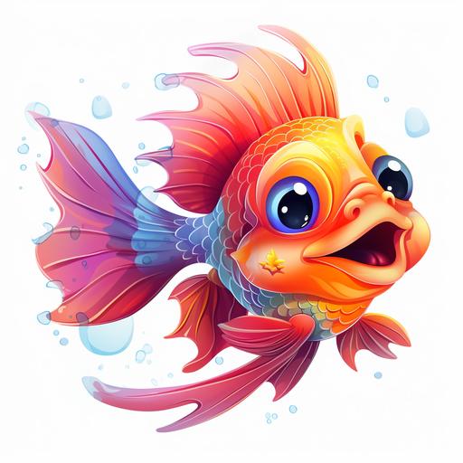 funny fish,drawing , color white background