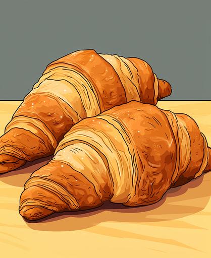 croissants, cartoon style, thick line, low detailm no shading --ar 9:11