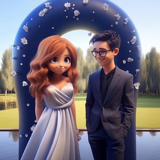 2 cute avatars. Pixar style.