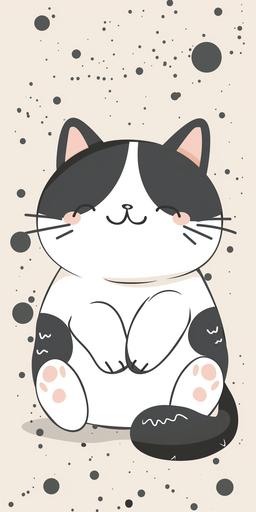 blob: cute cat vector black outline with soft colors, --ar 1:2