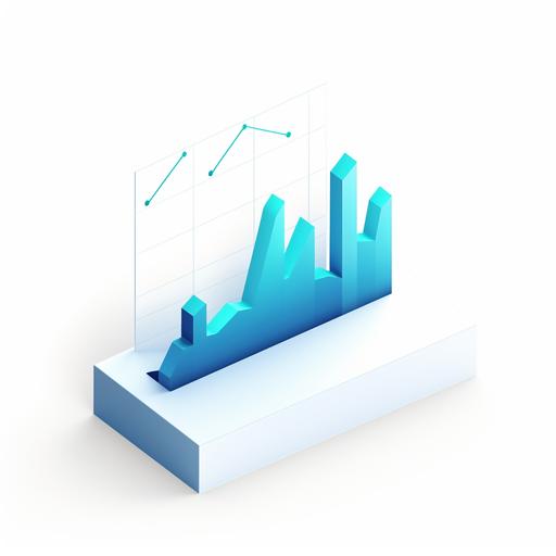 It is an icon, a simple stock chart showing a downward line, white background, in the style of digital illustration, UX UI icon, soft lighting, soft white and blue colours, isometric, 3d icon, blender 3d, cinema 4d, super white background, high quality, HD, 8k, --v 5.0