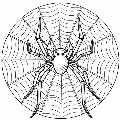 coloring page for kids, a cute spider web, halloween, cartoon style, thick lines, low detail, no shading