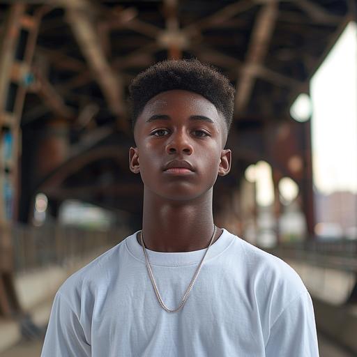 black male teen white shirt in chicago --v 6.0