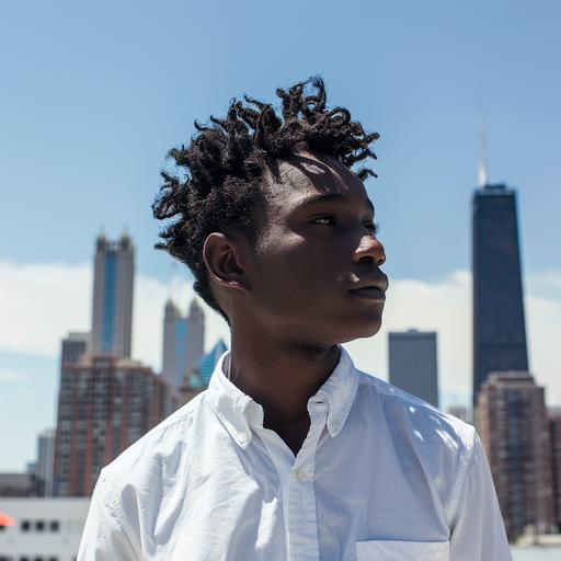 black male teen white shirt in chicago