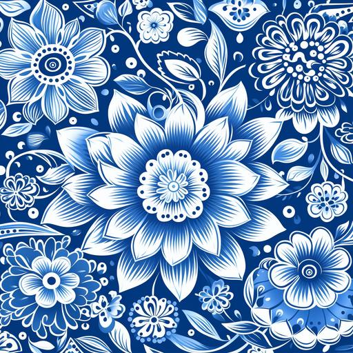 Indian pattern art blue and white