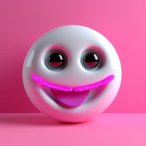 80's retro, cartoon smiley face, X's for eyes and has its tongue sticking out, neon white