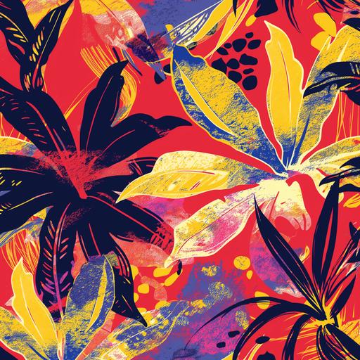 Print patterns designed for T-shirts: Nepenthes T-shirt patterns, the style of Nouvelles Foisonnances, rich, unrestrained, passionate, with uninhibited vitality patterns, the pattern trend of spring and summer, inspired by the paintings of the Fauvist master Matisse plants and flowers --v 6.0