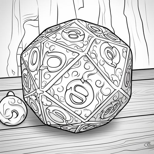 colouring page, role play dice, cartoon style, thick lines, low detail, no shading--ar 9:11