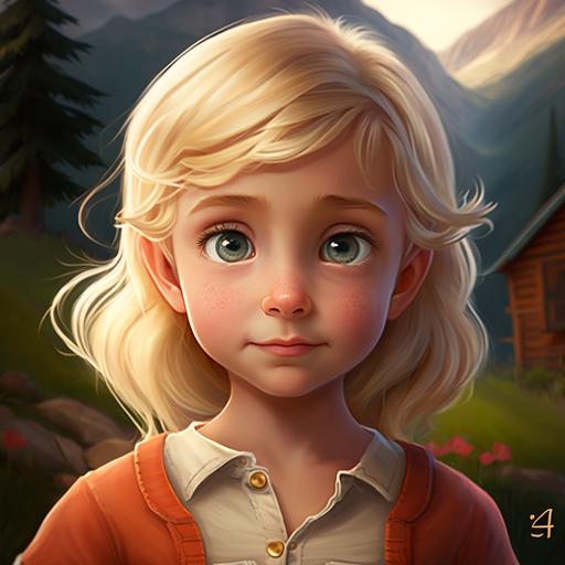 832499976 lily a 8 year old girl with blonde hair,cartoon characters,cute eyes,happy