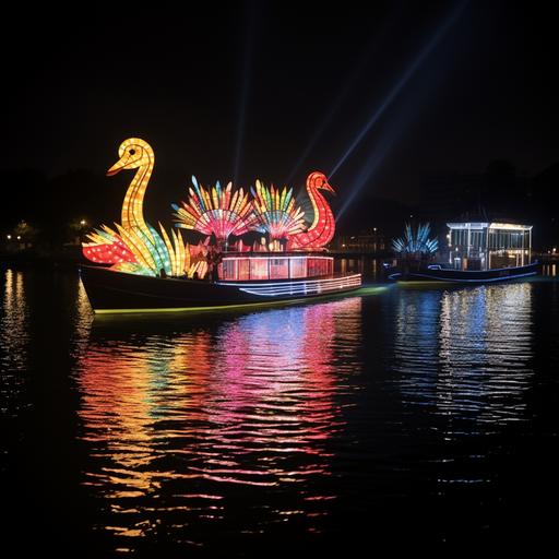 FUNNY SWAN BOAT WITH COLORFUL LIGHTS