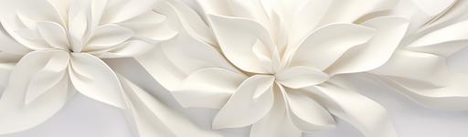 Design a white background with 3D white flower petals --ar 2016:592