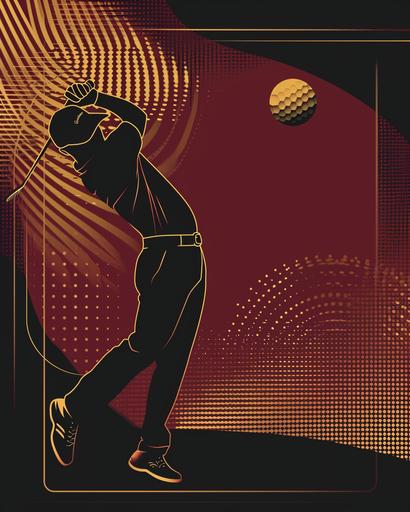 a modern golf invitation poster includes date and time and poster header, gold, burgundy and black accent, 32k, --ar 4:5 --v 6.0