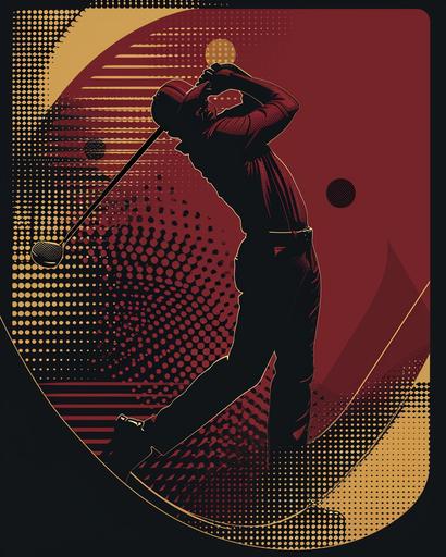 a modern golf invitation poster includes date and time and poster header, gold, burgundy and black accent, 32k, --ar 4:5 --v 6.0