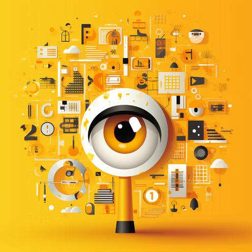 myopia kids clipart, eye test icons, yellow mustady background