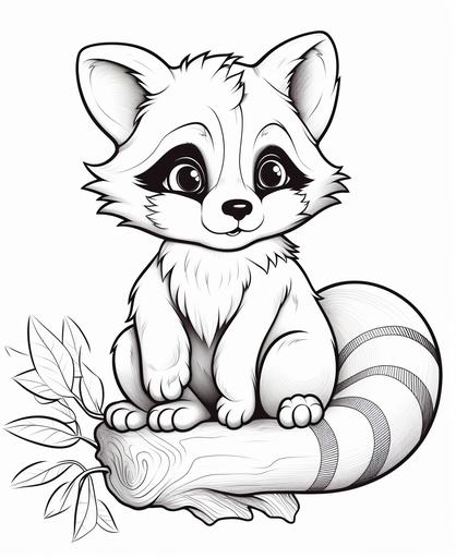 coloring page for kids, Red Panda, cartoon style, thick line, low detail, no shading --ar 9:11