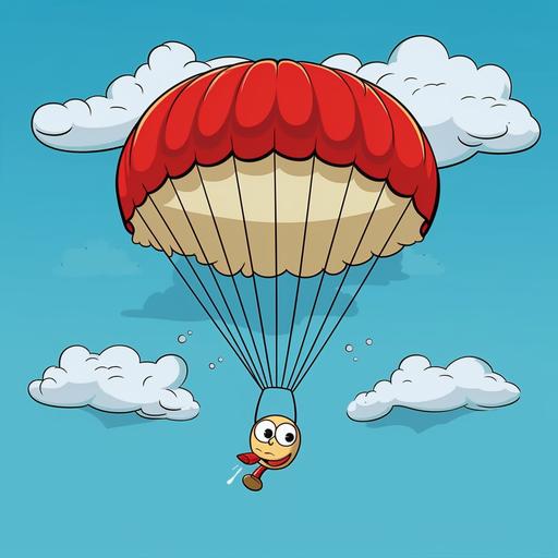 picture for a cartoon: an egg flies on a parachute
