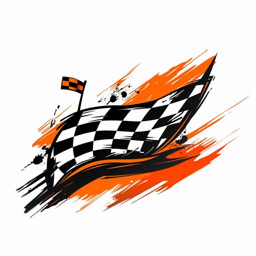 ultra HD for branding logo for garages in black and vibrant orange with checkered flag on a white background