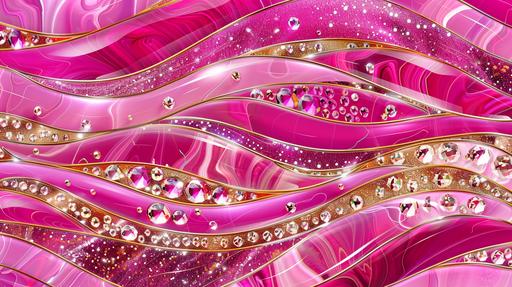 malibu barbie themed, various shades of vibrant hot pinks and glitter metallic gold, with rhinestones, diamonds but simple, elegant and clean, 8k digital illustration-- tile --ar 16:9