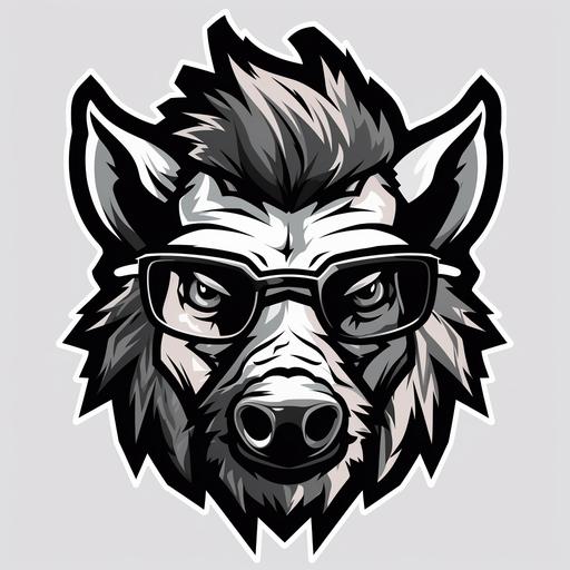 prepare an hacker nerd boar logo in one color only black on transparent background