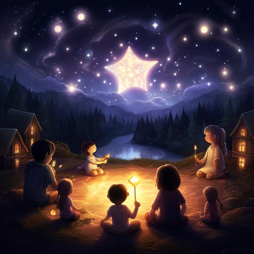 During the meeting, each star shared how they shine and are confident in their bright lights. But there is a star, named Purple Star, who always seems selfish and does not want to share his light.