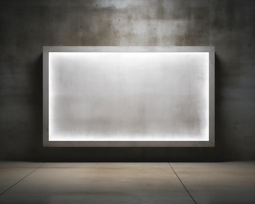 a horizontal rectangular blank poster on a concrete wall with dramatic lighting --ar 5:4