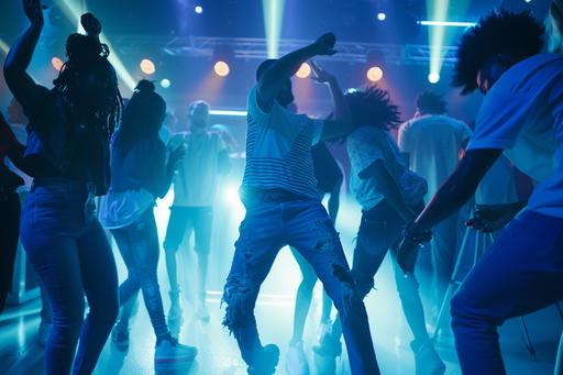 Group of people dancing in a nightclub, --ar 3:2 --style raw --stylize 50 --v 6.0