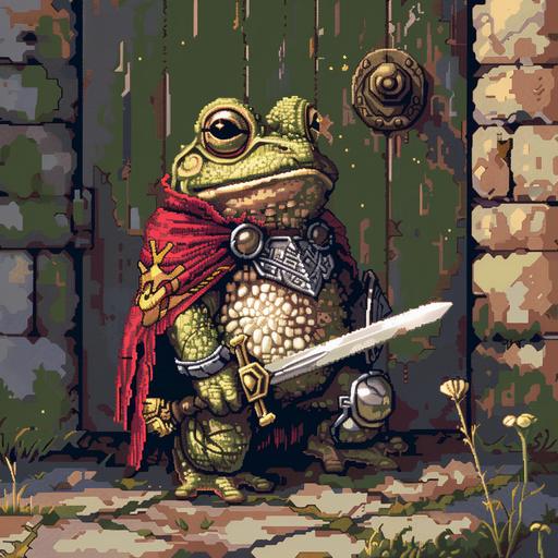 8bit dynamic art of a cute frog knight with armor --v 6.0