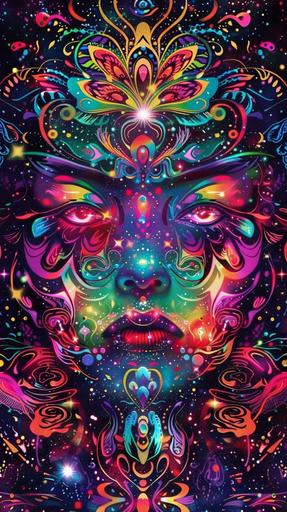 90's style, a trippy psychedelic ibiza hippy poster. Techno Love. --ar 9:16 --v 6.0