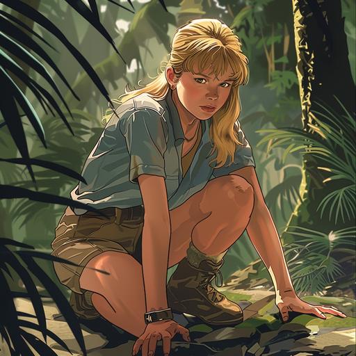 Ariana Richards actress as a teenager lex in jurassic park, cartoon style --v 6.0