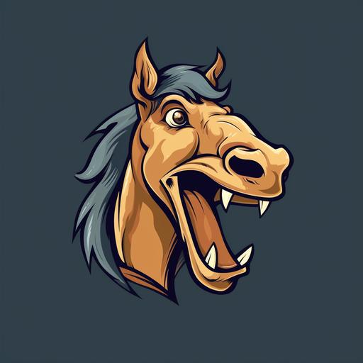 a logo for a website that showcases funny looking horses